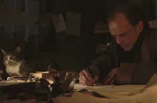 Denis Lavant as Louis-Ferdinand Céline with Bébert: "He could change the mood very very fast. And Denis knows how to do that."